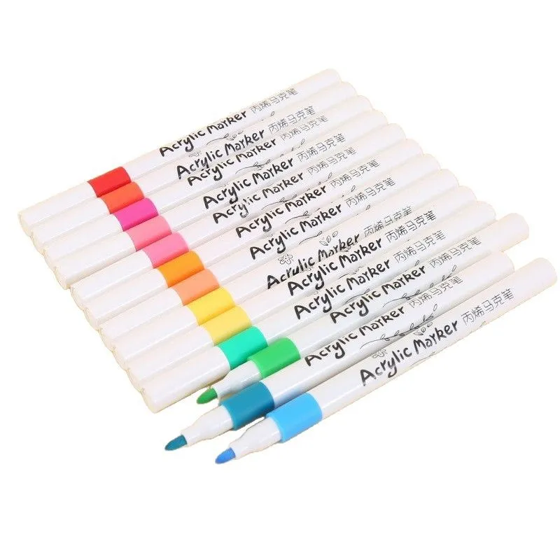 24 Colors Acrylic Paint Markers – Quick-Drying Non-Bleeding Art Pens with Brush & Fine Tips, Blendable Water-Based Markers for Kids, Drawing, Coloring & Painting